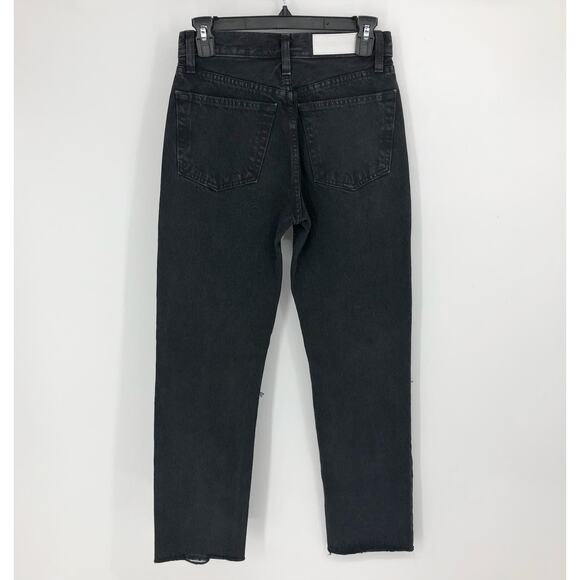 RE/DONE Women's Originals Stove Pipe Jeans 0/25 Washed Black Ripped Knee NWT - Picture 6 of 9